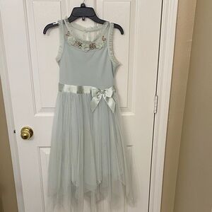 Lilt Charming Mint Green Kids Dress with Bow